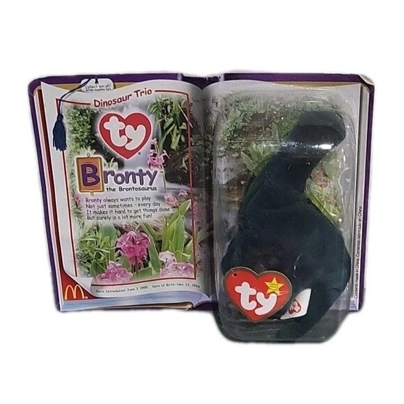 TY Teenie Beenie Babies McDONALDS 1995 DINOSAUR TRIO Set REX STEG BRONTY MINT - Picture 3 of 5